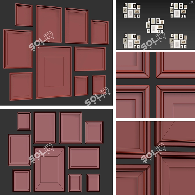 Versatile Wood Picture Frame Set 3D model image 11