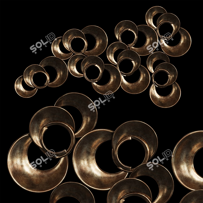 Vintage Gold Ring Wall Decor 3D model image 1