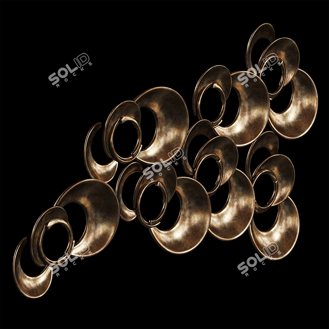 Vintage Gold Ring Wall Decor 3D model image 2