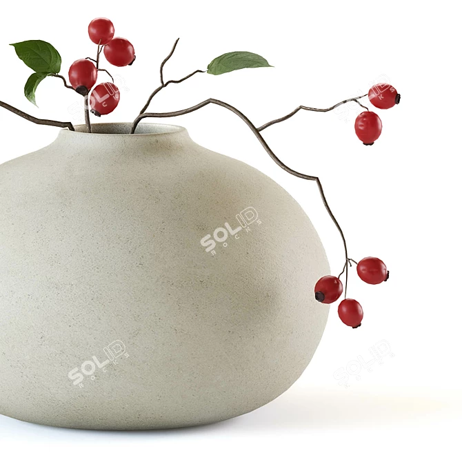 Red Berry Vase Set 3D model image 2