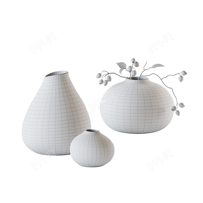 Red Berry Vase Set 3D model image 3