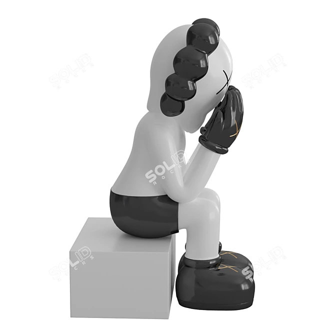 Designer KAWS Piggy Bank Figurine 3D model image 3