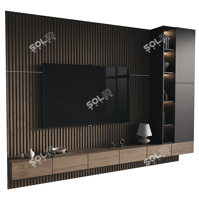Modern TV Wall Unit Design 3D model image 1