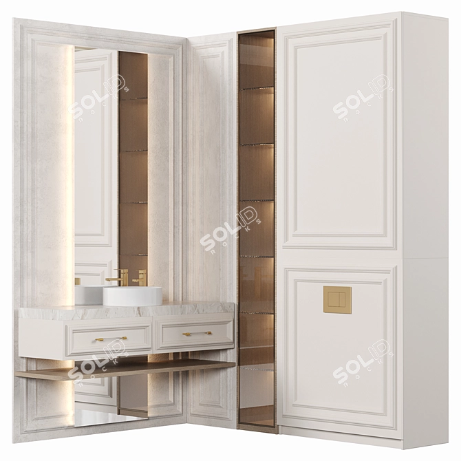 Modular Bathroom Cabinets Set 3D model image 1