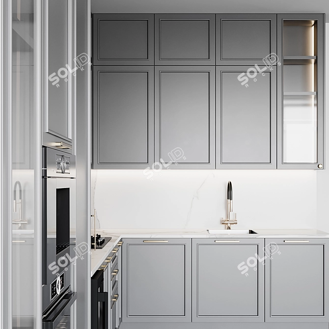 Adjustable Modern Kitchen Unit 3D model image 2