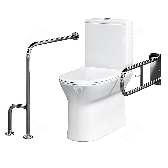 Stainless Steel Toilet Safety Grab Handle 3D model image 2