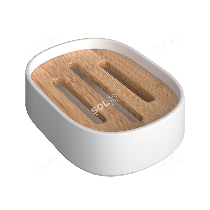 Bamboo Bathroom Accessory Set 3D model image 2