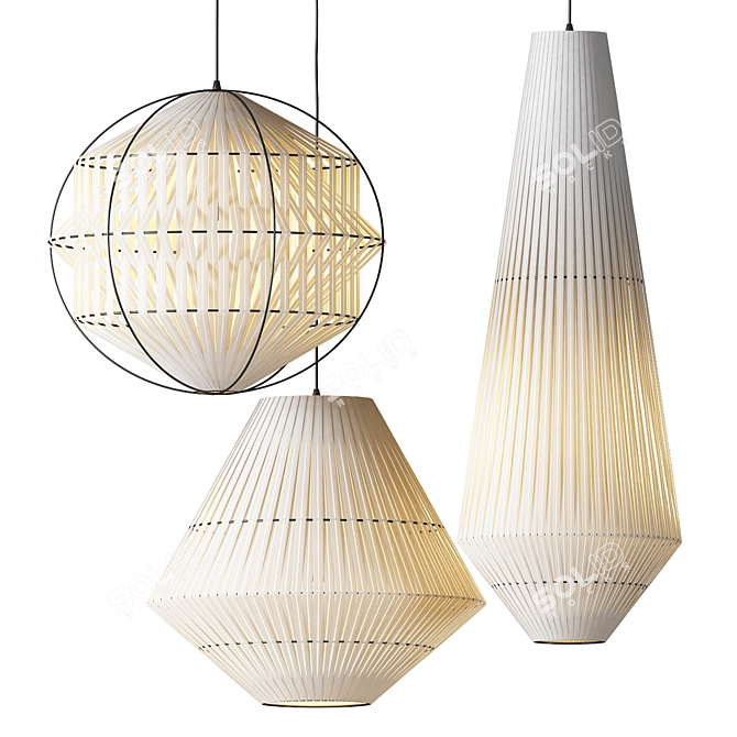 Elegant Kahdu Pendant Lights 3D model image 2