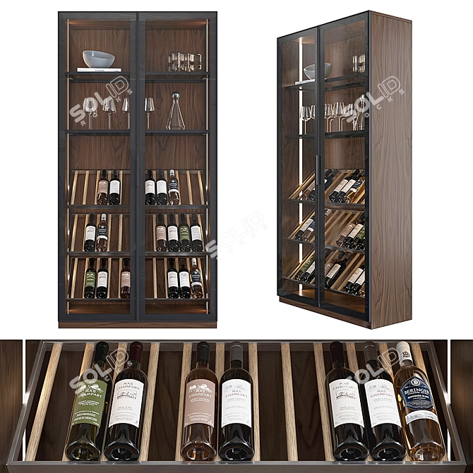 Modern Wine Rack Organizer 3D 3D model image 2