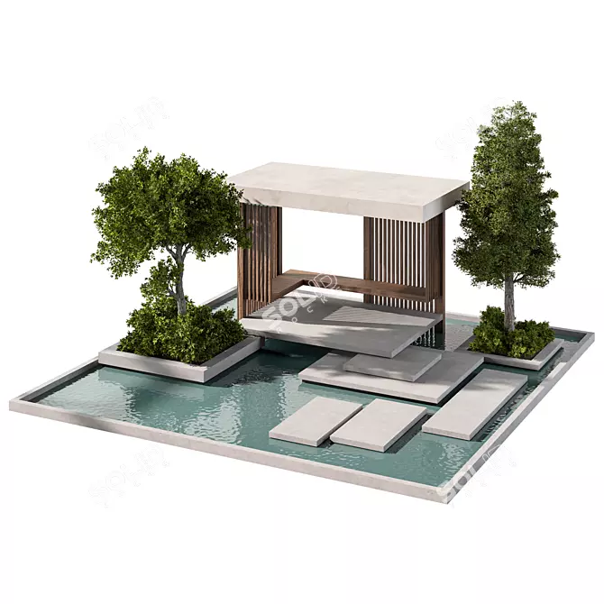 Sleek Outdoor Furniture Set 3D model image 1