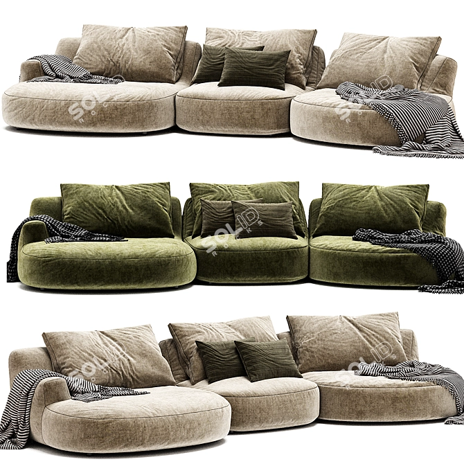 Modular Moonlight Sofa Outdoor Furnish 3D model image 2