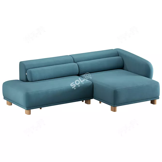 Modern Velvet Corner Sofa 3D model image 2