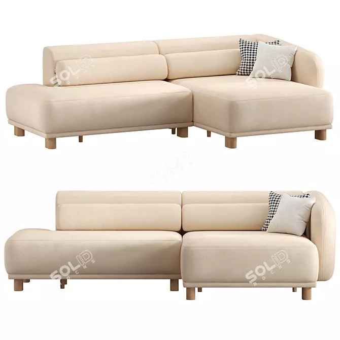 Modern Velvet Corner Sofa 3D model image 3