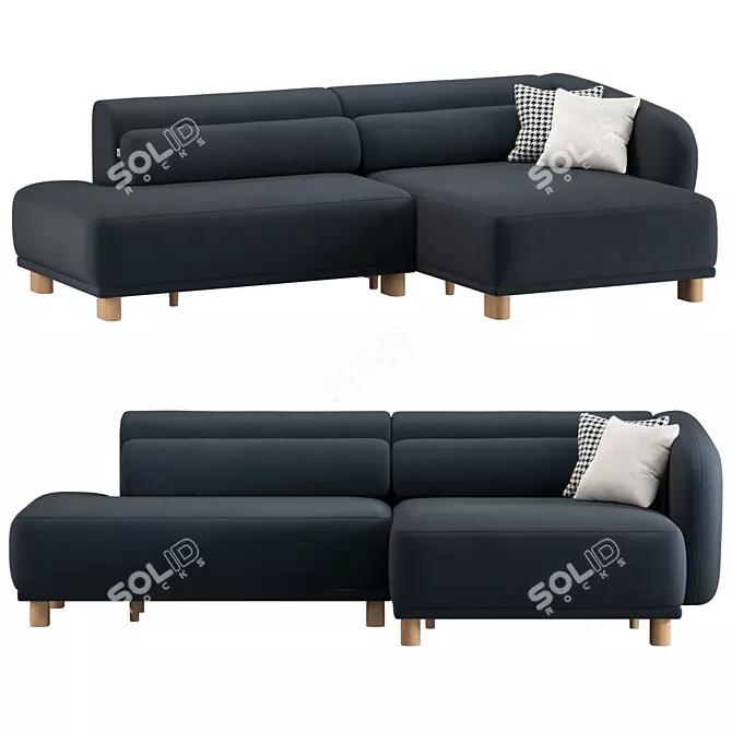 Modern Velvet Corner Sofa 3D model image 4