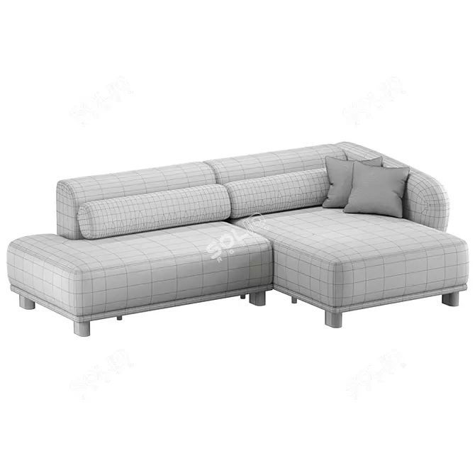 Modern Velvet Corner Sofa 3D model image 6