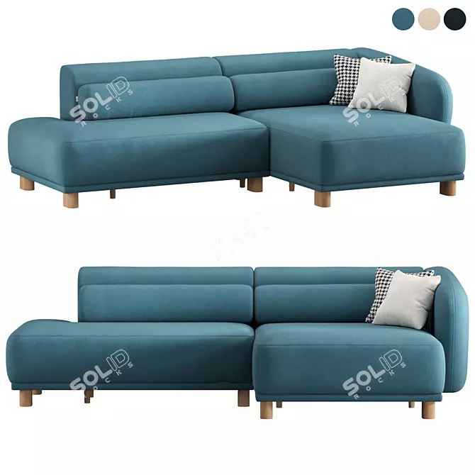 Modern Velvet Corner Sofa 3D model image 7