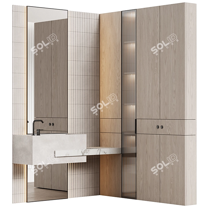 Modern Minimalist 19-Piece Bathroom Furniture 3D model image 1