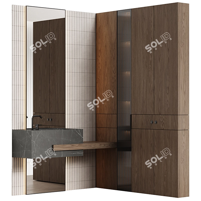 Modern Minimalist 19-Piece Bathroom Furniture 3D model image 2