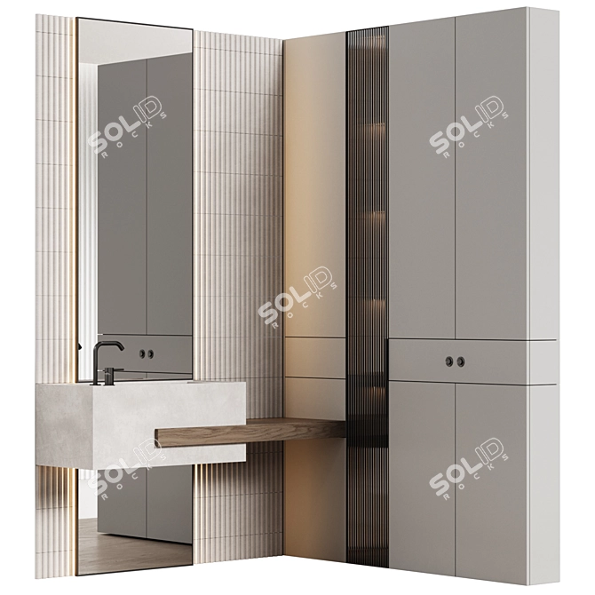 Modern Minimalist 19-Piece Bathroom Furniture 3D model image 4