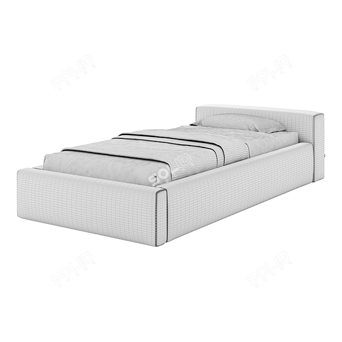 Luxury Minimalist Bed with Orthopedic Mattress 3D model image 3