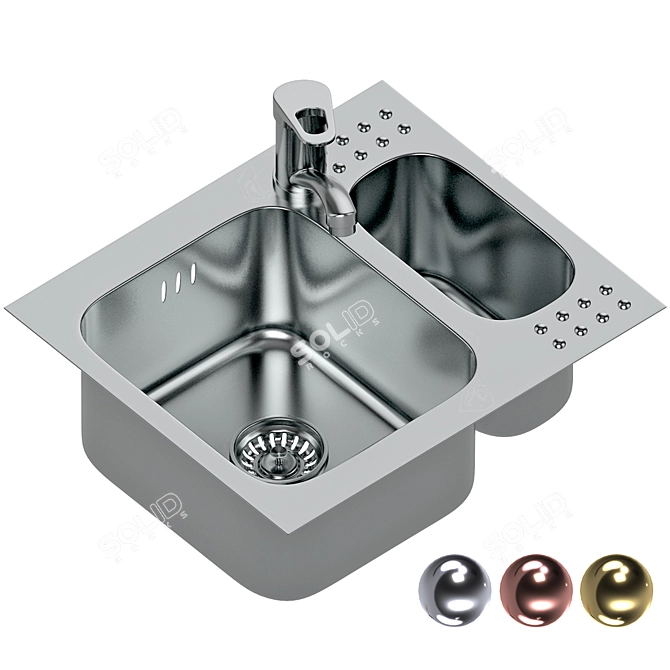 Designer Stainless Steel Sink Bowls 3D model image 3