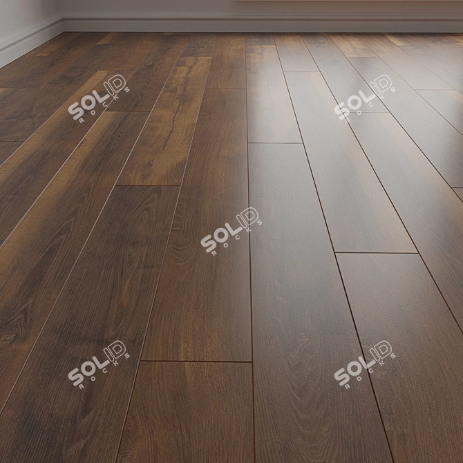 Vintage Oak Floor Texture Set 3D model image 1