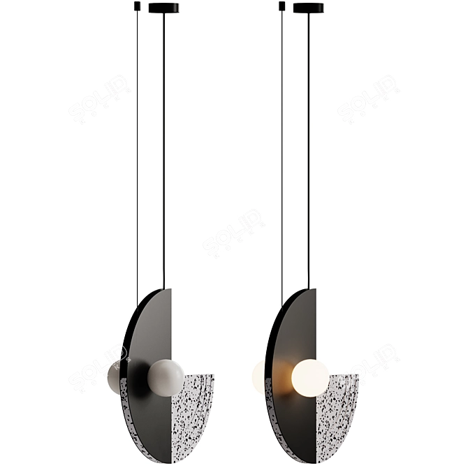 Elegant Regina Iron Pendant Lamp 3D model image 4