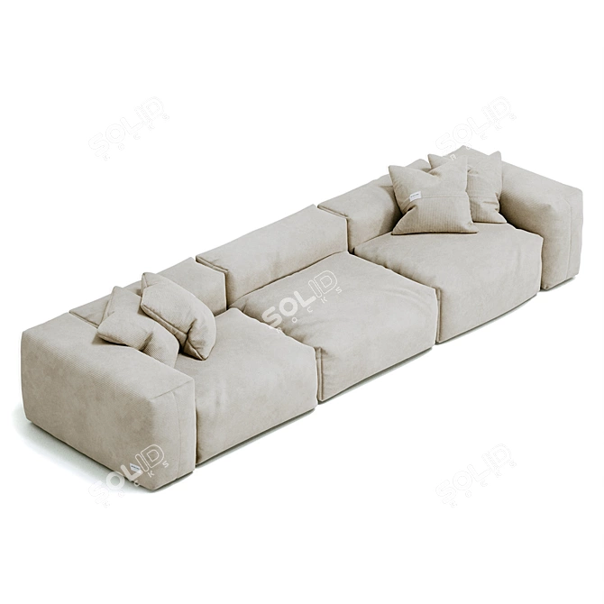 Modular Sofa with Cushions 3D model image 4