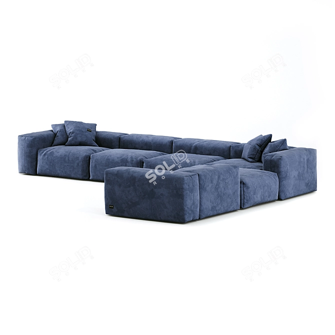 Modular Corner Sofa with Pillows 3D model image 2