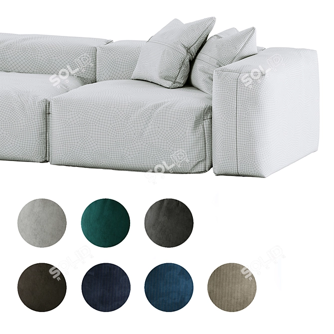 Modular Corner Sofa with Pillows 3D model image 4