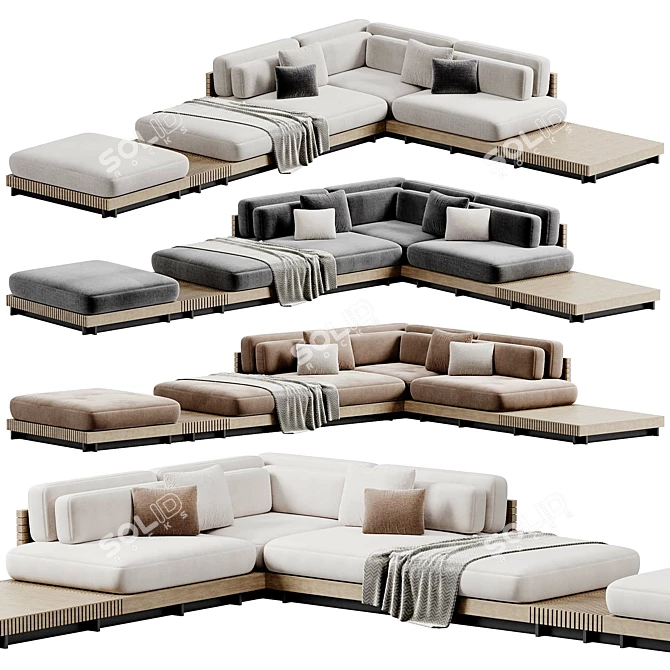 Modern Sustainable Outdoor Sofa Design 3D model image 1