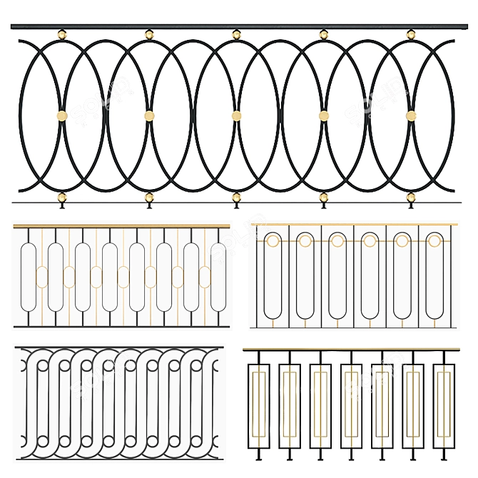 Classic Railings Set 3D Models 3D model image 8