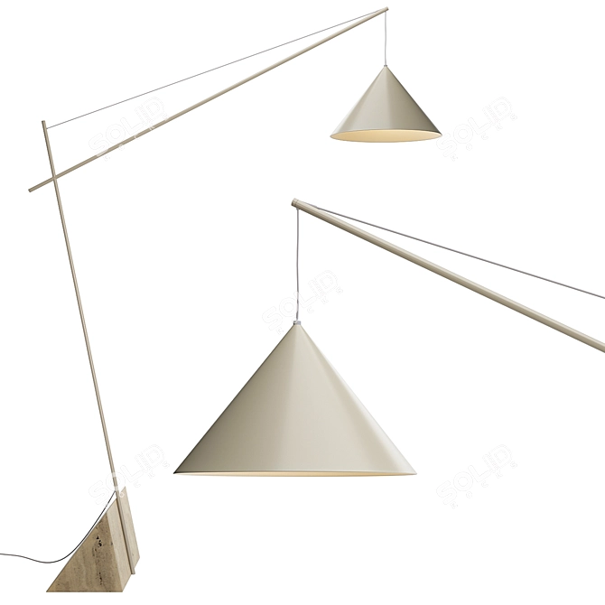 Reyna Travertine Base Reading Lamp 3D model image 1