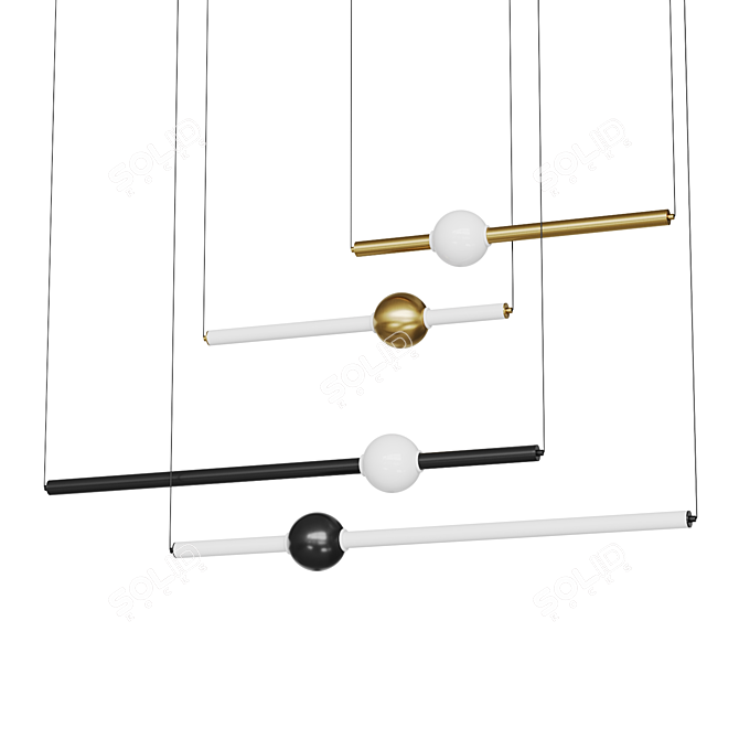 Modern Horizontally Designed LED Pendant 3D model image 1