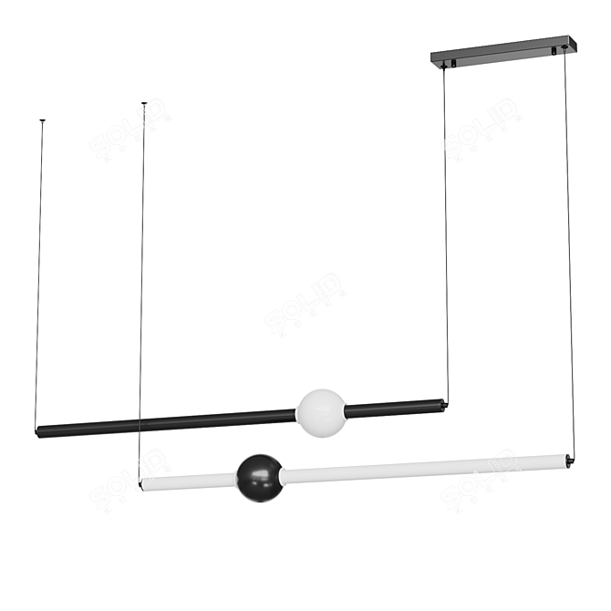 Modern Horizontally Designed LED Pendant 3D model image 3