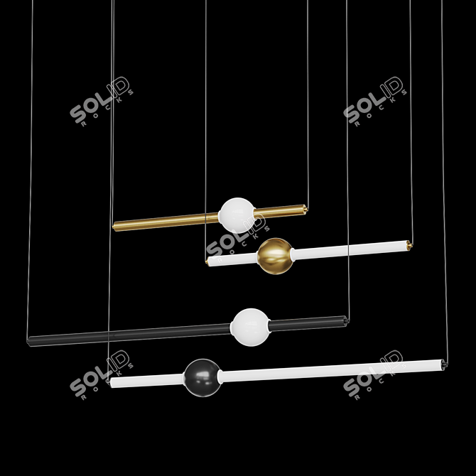 Modern Horizontally Designed LED Pendant 3D model image 5