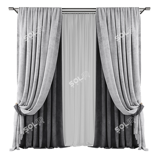  Modern Geometric Curtain Design 3D model image 1