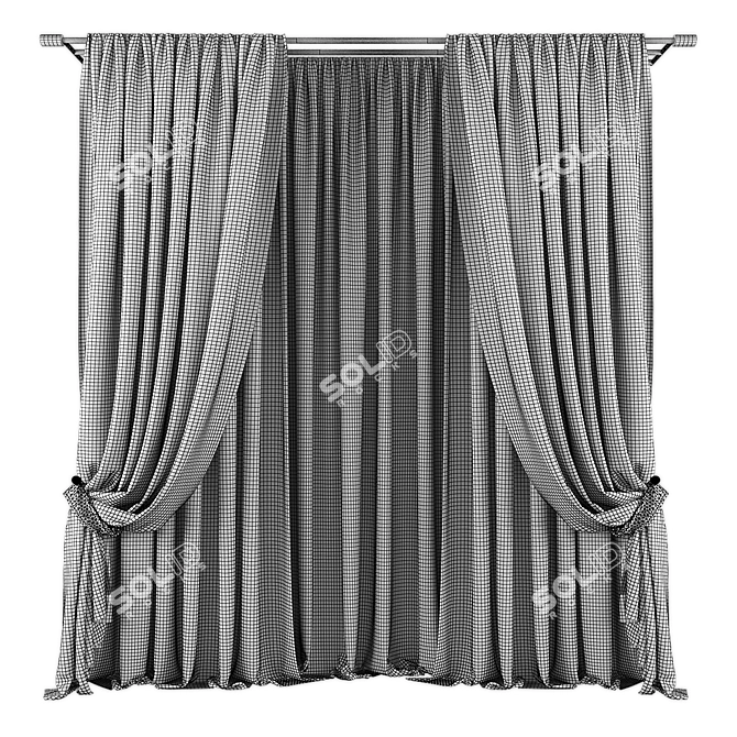  Modern Geometric Curtain Design 3D model image 2