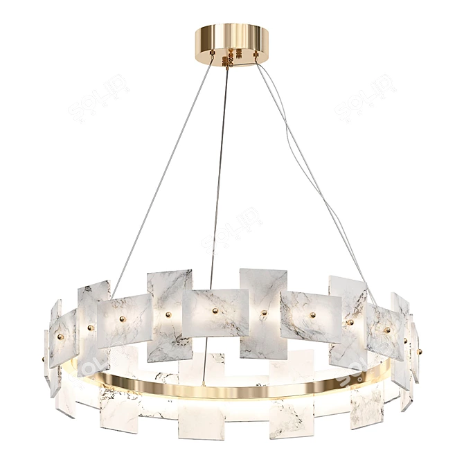 Sculpted Alabaster Chandelier Beauty 3D model image 1