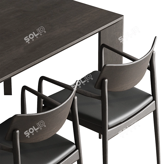 Japanese Minimalist Desk and Chair 3D model image 5