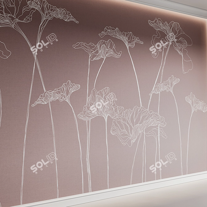 Floral Wallpaper Mural Coordinates 3D model image 2