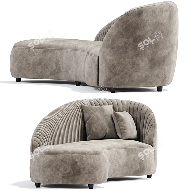 Contemporary Curved Sofa Design Accessory 3D model image 2