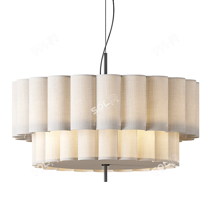 Natural Linen Pendant Light 3D model image 1