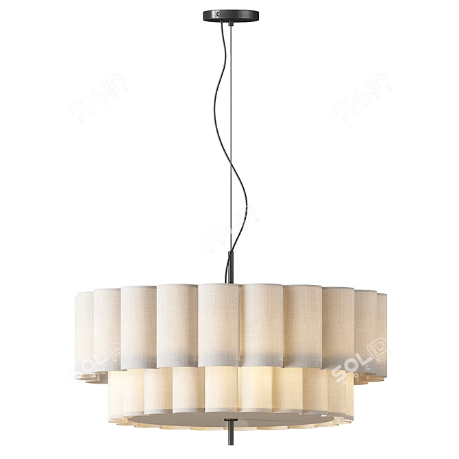 Natural Linen Pendant Light 3D model image 2