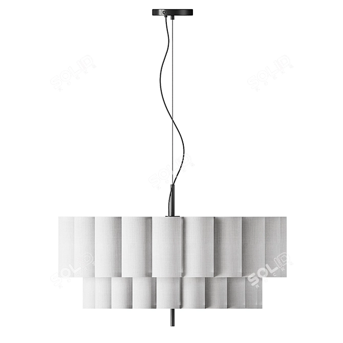 Natural Linen Pendant Light 3D model image 3