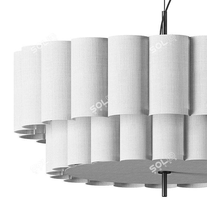 Natural Linen Pendant Light 3D model image 4