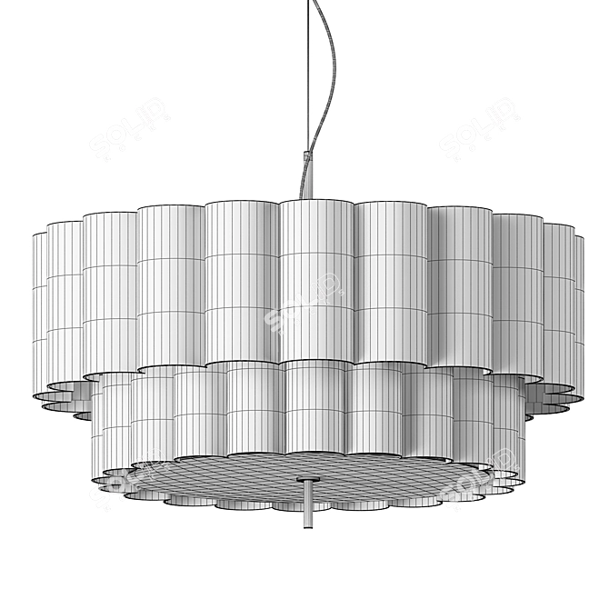 Natural Linen Pendant Light 3D model image 5