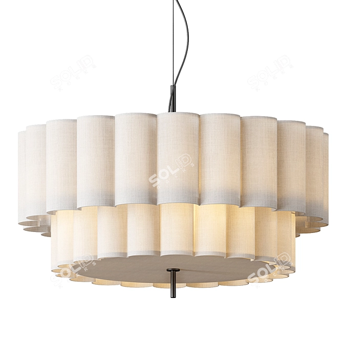 Natural Linen Pendant Light 3D model image 6