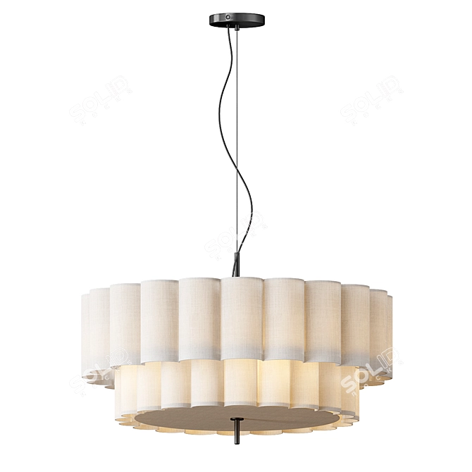 Natural Linen Pendant Light 3D model image 8