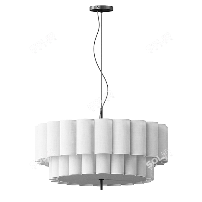 Natural Linen Pendant Light 3D model image 12